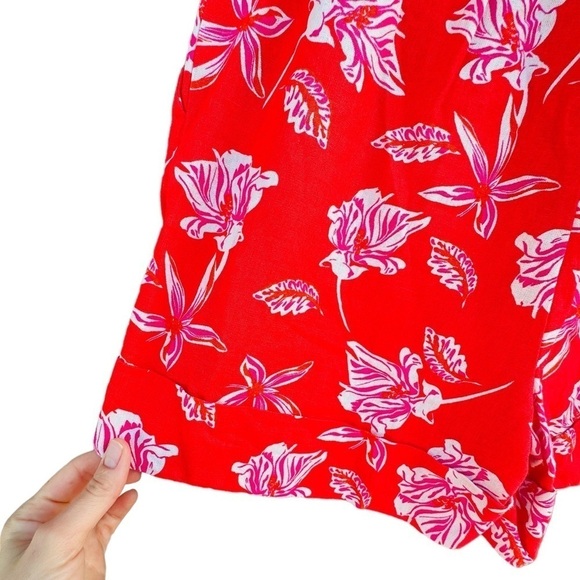 Joie Farron High Rise Linen Shorts, red, size 6 - Picture 6 of 7